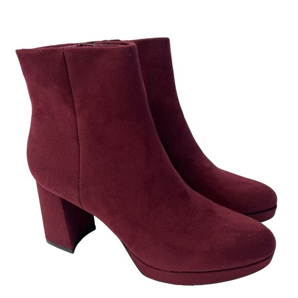 Calvin Klein Suede Ankle Dress Boot Burgundy Size 7.5” - Picture 2 of 10